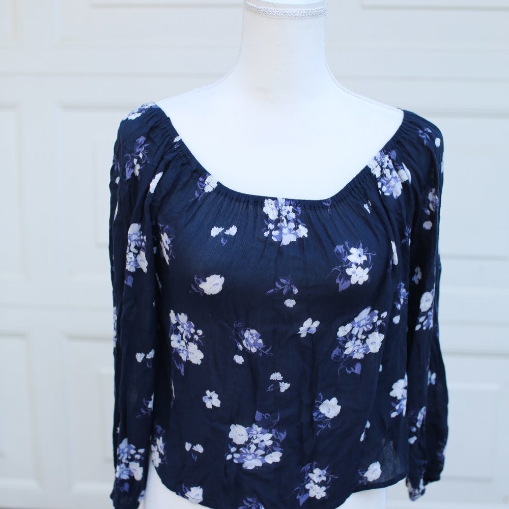 Hollister Navy Floral Blouse